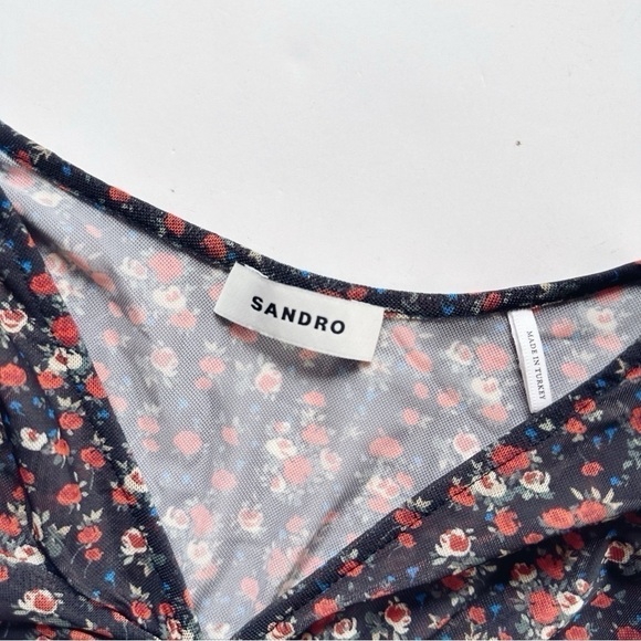 Sandro Bethanie Mesh Floral Print Top - Picture 6 of 9
